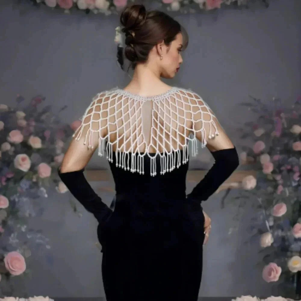 Pearl Shoulder Wrap Great for any Formal Occasion, Weddings, and Proms - Picture 5 of 7